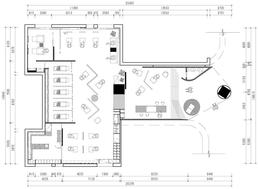 簡(jiǎn)約的小理發(fā)店理發(fā)區(qū)裝修設(shè)計(jì)平面布置 簡(jiǎn)約的小理發(fā)店理發(fā)區(qū)裝修設(shè)計(jì)平面布置