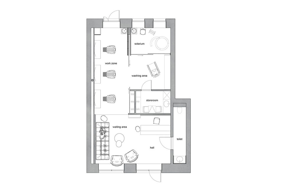 100平方復古風美發店裝修設計平面布置 100平方復古風美發店裝修設計平面布置