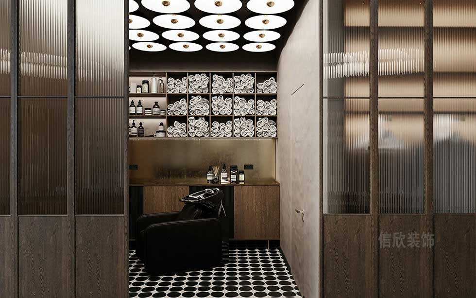 100平方復古風美發店洗頭區裝修設計 100平方復古風美發店洗頭區裝修設計