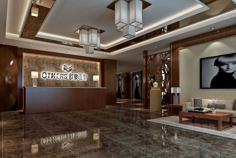 深圳現(xiàn)代中式美發(fā)店前臺(tái)裝修設(shè)計(jì)