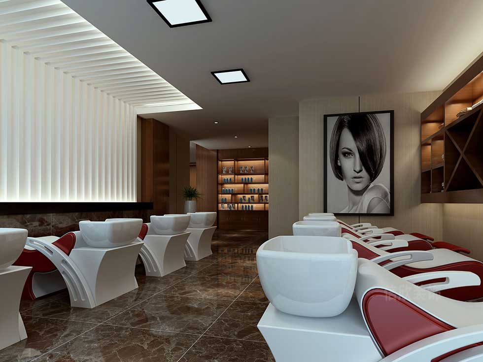 深圳現(xiàn)代中式美發(fā)店洗頭區(qū)裝修設(shè)計(jì)