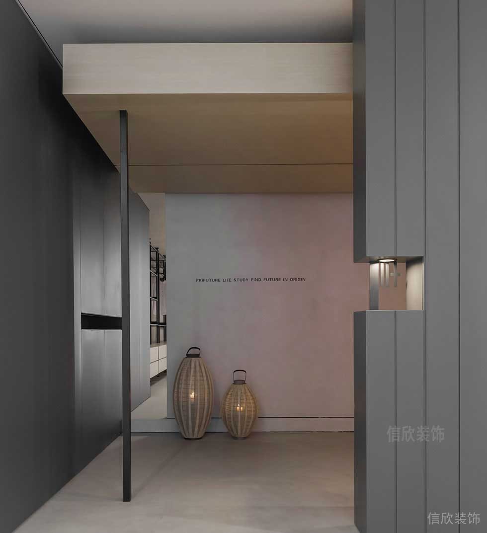 木質(zhì)天花創(chuàng)意墻體設(shè)計(jì)效果圖辦公室走廊簡約風(fēng)裝修圖