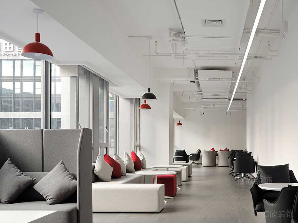 簡約風格辦公室裝修案例走廊洽談區效果圖