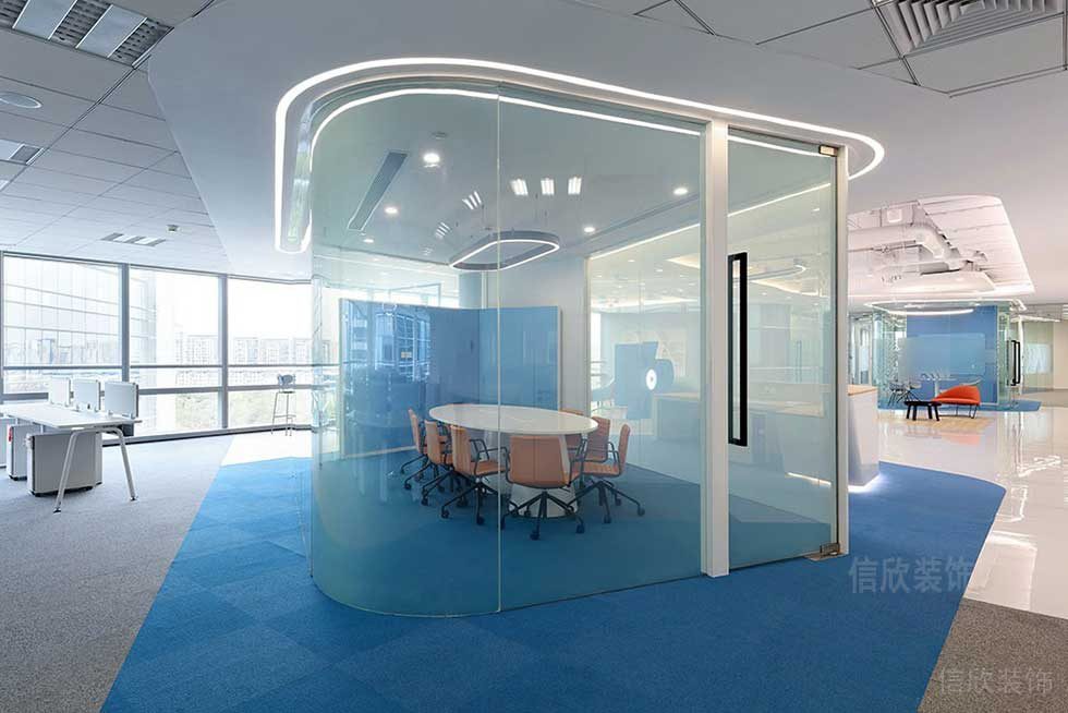 現(xiàn)代風(fēng)格商務(wù)公司玻璃房會議室效果圖