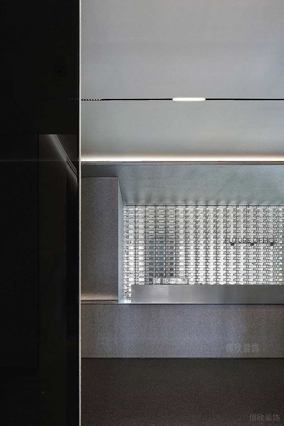 現(xiàn)代簡約風(fēng)格辦公室玻璃磚背景墻效果圖