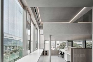 現(xiàn)代簡約風格寫字樓一層綜合辦公區(qū)裝修圖