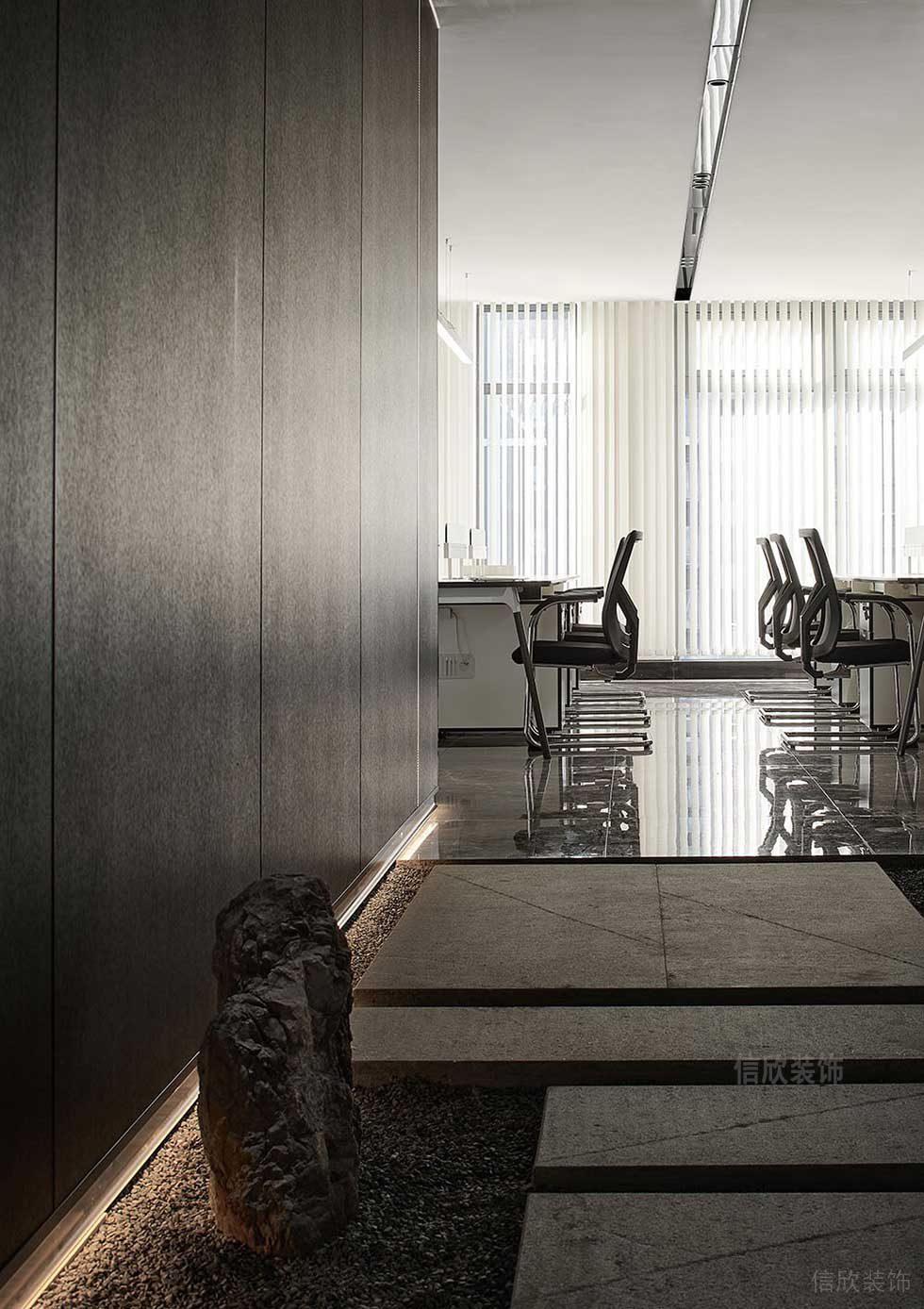 現(xiàn)代中式風格辦公室入口過道空間效果圖