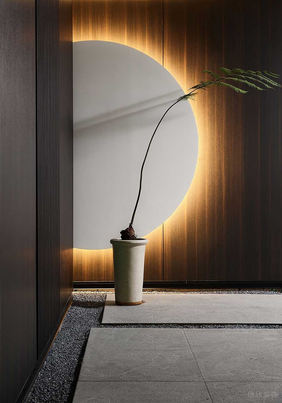 現(xiàn)代中式風格辦公室走廊綠植陳設效果圖