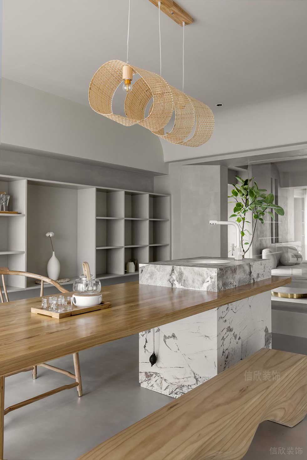 新中式風(fēng)格公司裝修案例茶室效果圖