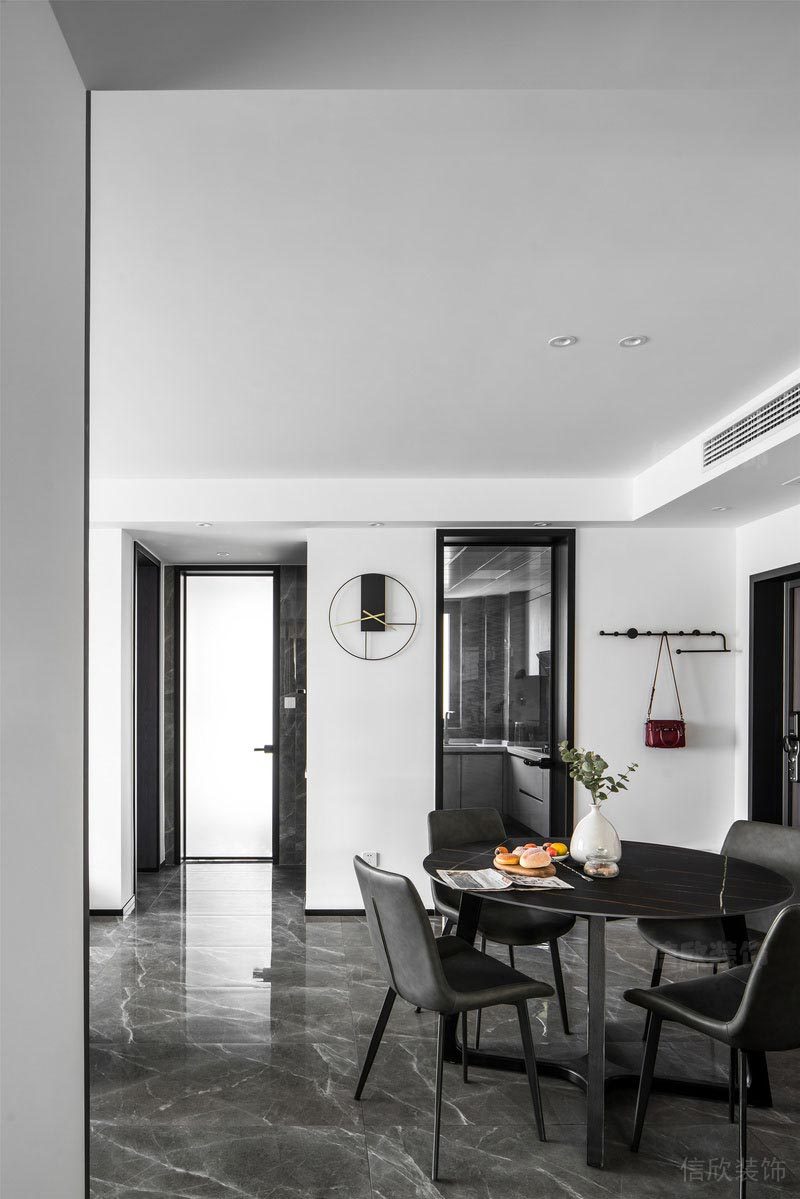 簡約風家裝灰色大理石現(xiàn)代過道就餐區(qū)域設(shè)計