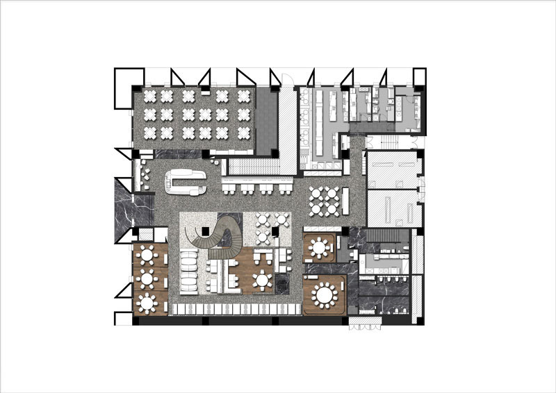 深圳龍華工業風餐廳裝修設計效果圖平面布置圖 深圳龍華工業風餐廳裝修設計效果圖平面布置圖