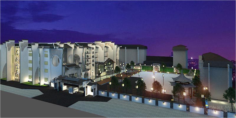 深圳寶安中式風格餐飲店裝修圖室外夜景效果圖 深圳寶安中式風格餐飲店裝修圖室外夜景效果圖