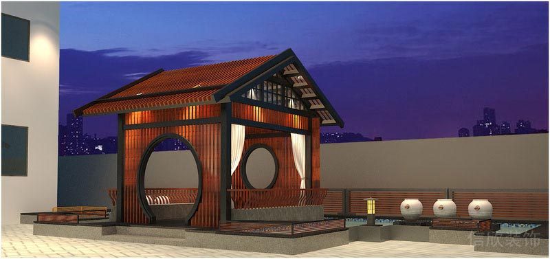 深圳寶安中式風格餐飲店裝修圖室外涼亭效果圖 深圳寶安中式風格餐飲店裝修圖室外涼亭效果圖