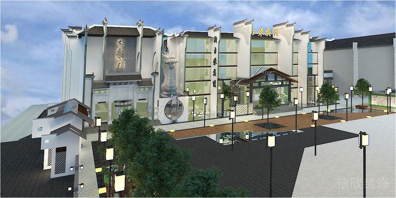 深圳寶安中式風格餐飲店裝修圖室外側立面效果圖 深圳寶安中式風格餐飲店裝修圖室外側立面效果圖