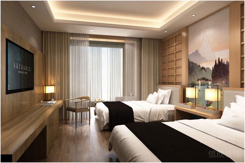 深圳寶安中式風格餐飲店裝修圖雙人客房效果圖 深圳寶安中式風格餐飲店裝修圖雙人客房效果圖