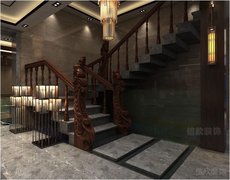 深圳寶安中式風格餐飲店裝修圖樓梯廳效果圖 深圳寶安中式風格餐飲店裝修圖樓梯廳效果圖