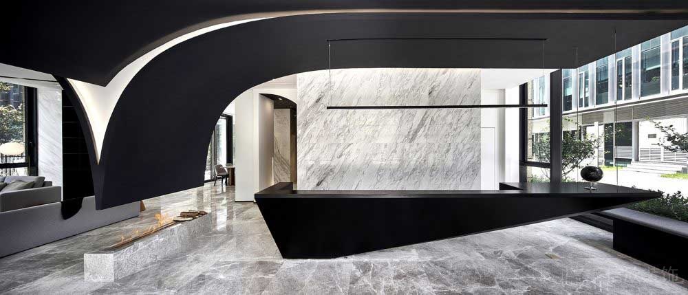 黑白調前臺區(qū)效果圖設計