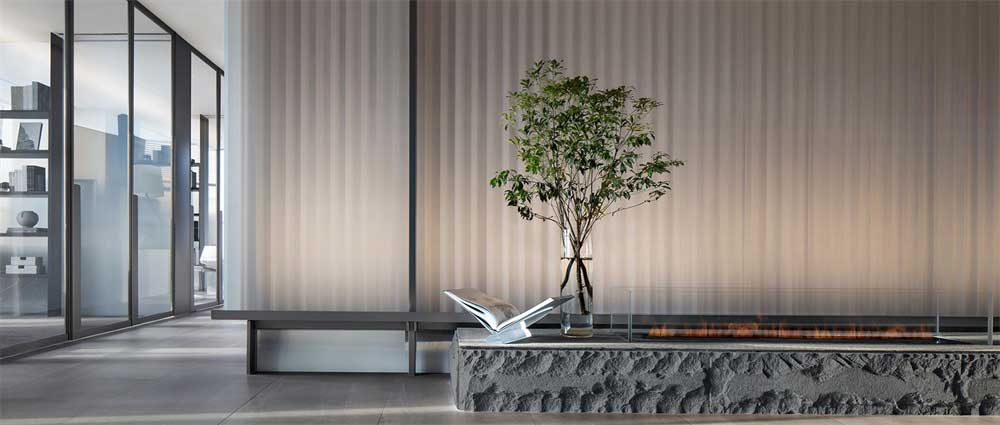 深圳龍華300平方簡約風格辦公室裝修茶室線條波紋板背景墻 深圳龍華300平方簡約風格辦公室裝修茶室線條波紋板背景墻