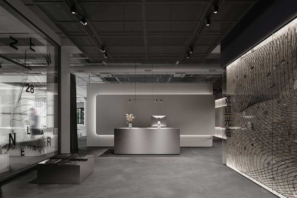 現(xiàn)代簡約風辦公室前臺接待裝修設計效果圖