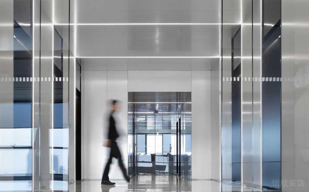 燈飾設(shè)計(jì)電梯等候區(qū)金屬裝修辦公室過道效果