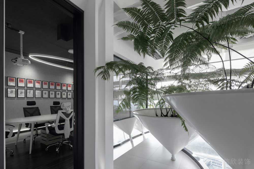 黑白調辦公區(qū)效果圖設計