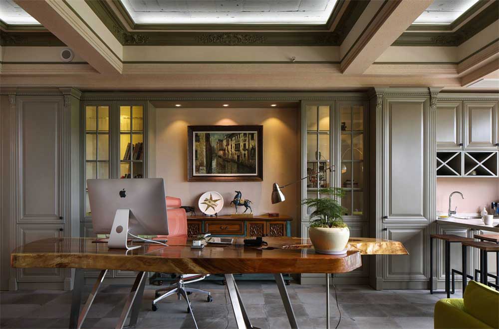 深圳南山香江金融中心工業(yè)風(fēng)辦公室裝修設(shè)計(jì)案例董事長(zhǎng)辦公室裝飾儲(chǔ)物柜