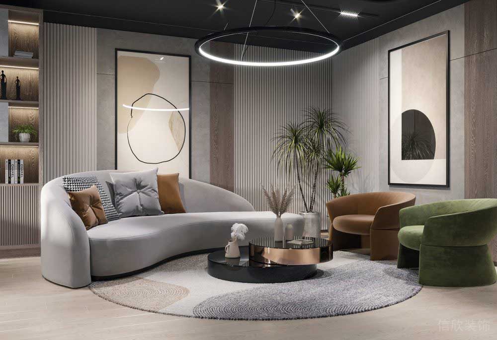 接待區木飾面效果圖設計