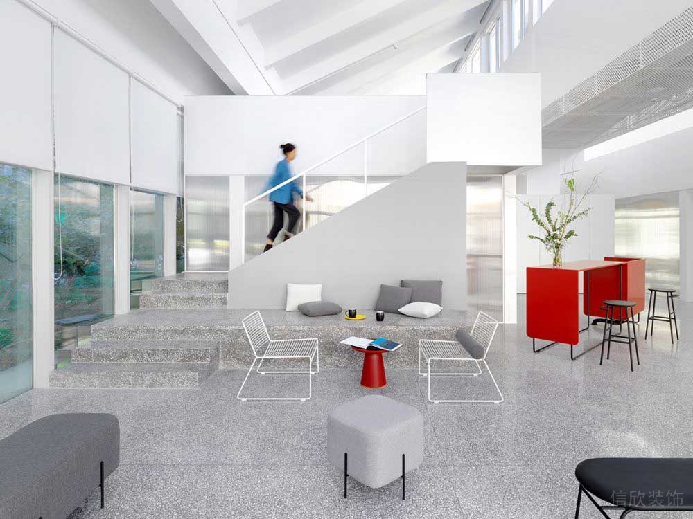 水磨石過道階梯式創意金屬大廳休息區客戶洽談室定制設計工作室裝修