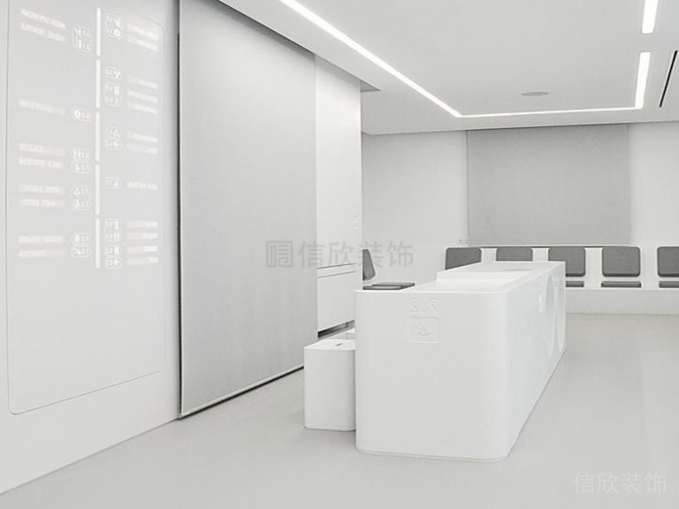 純白現代極簡風辦公室前臺區裝修效果圖