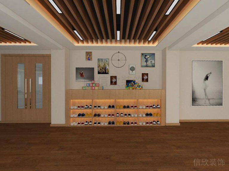 原木風(fēng)鞋柜少兒培訓(xùn)機(jī)構(gòu)舞蹈教室中國(guó)舞多功能教室裝修