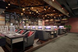 網(wǎng)吧電子瀏覽室裝修效果復(fù)古木飾設(shè)計(jì)