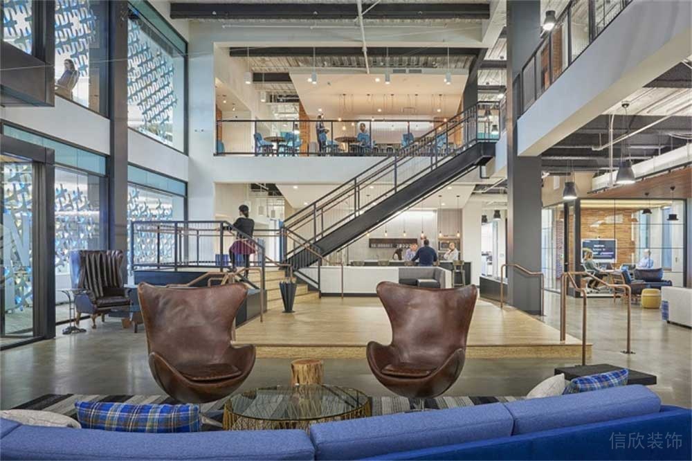 深圳福田簡約風(fēng)格復(fù)式辦公室裝修設(shè)計(jì)案例大堂效果圖