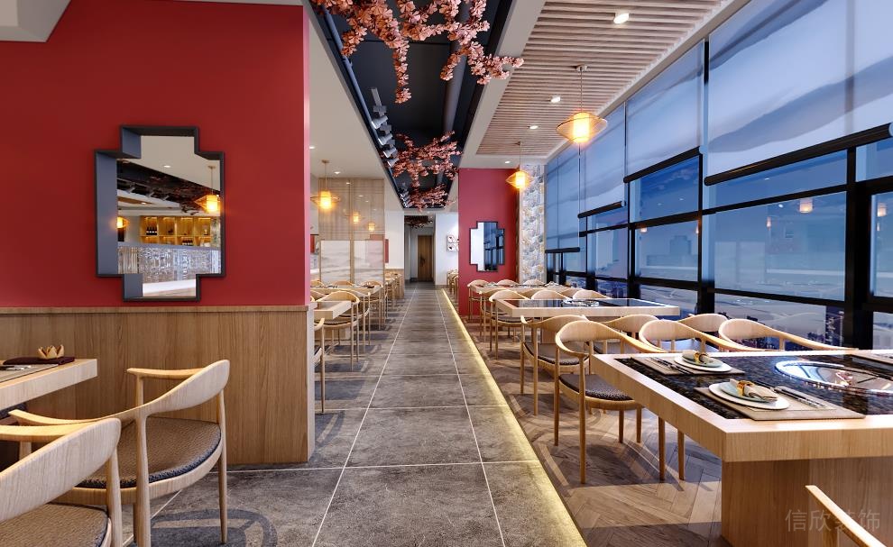 新中式風(fēng)格火鍋店過(guò)道裝修效果圖