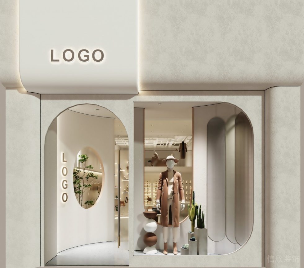 深圳市南山區(qū)華僑城現(xiàn)代風(fēng)奶油風(fēng)女裝店裝修設(shè)計門廳