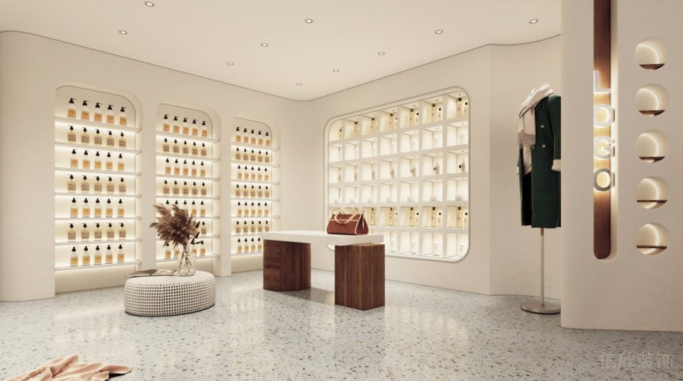 深圳市南山區(qū)華僑城現(xiàn)代風(fēng)奶油風(fēng)女裝店裝修設(shè)計大廳