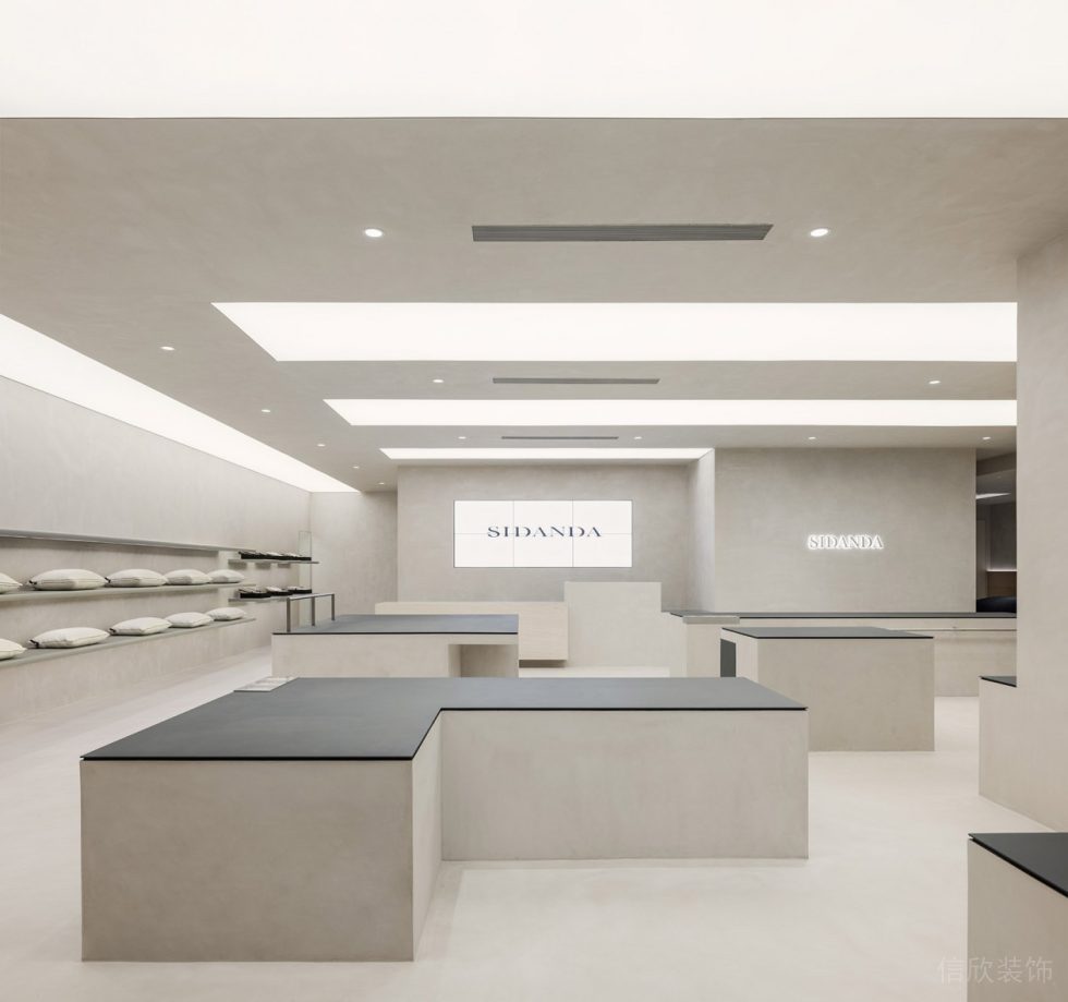 深圳市龍崗區(qū)中心城現(xiàn)代風(fēng)科技枕專賣店裝修大廳