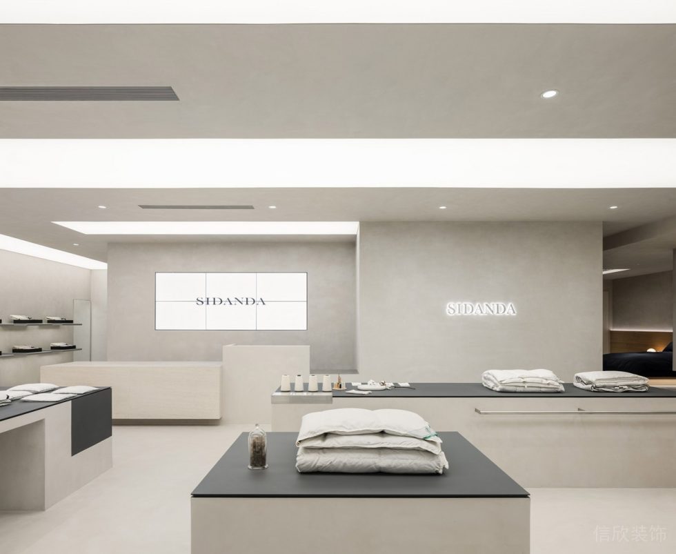 深圳市龍崗區(qū)中心城現(xiàn)代風(fēng)科技枕專賣店裝修前臺