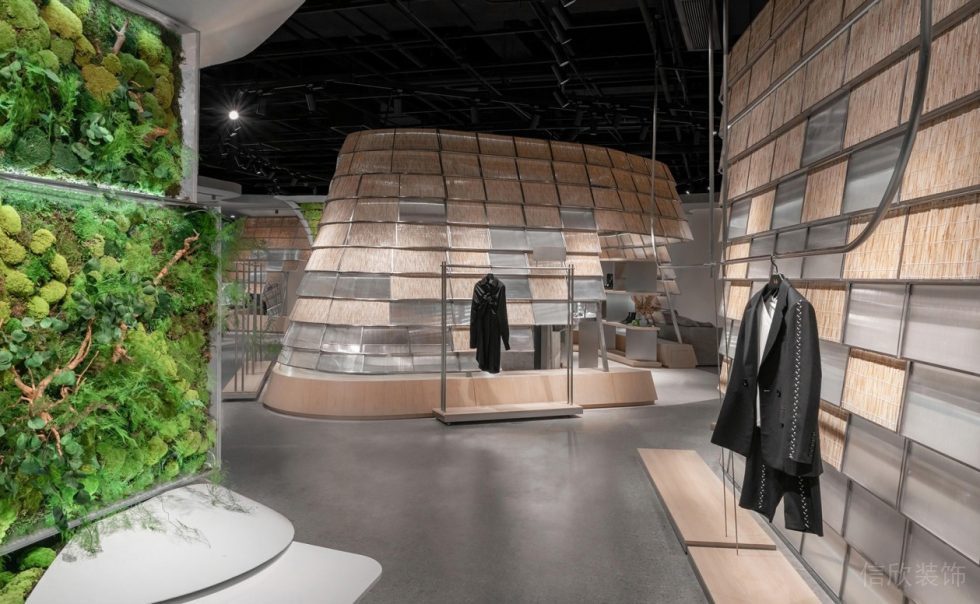 深圳市龍華區(qū)大浪原木風(fēng)生態(tài)智庫(kù)服裝店裝修大廳