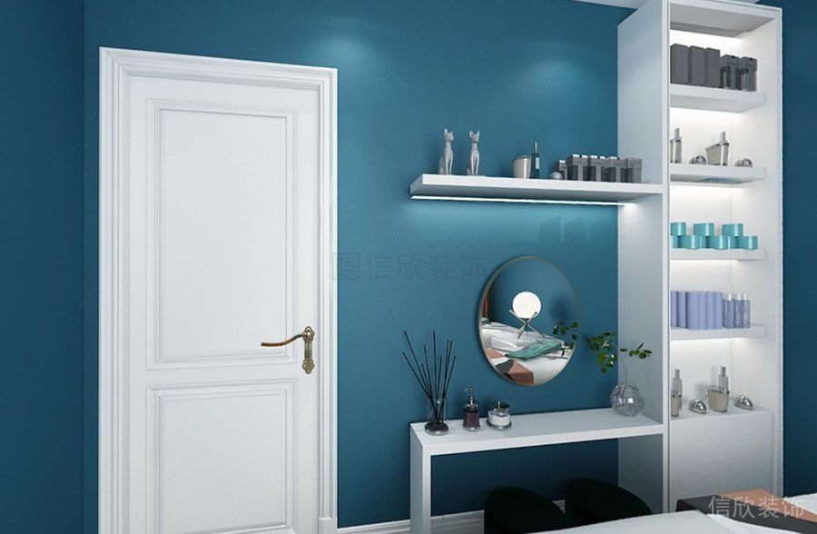 沐顏美容店裝修設(shè)計白色展柜