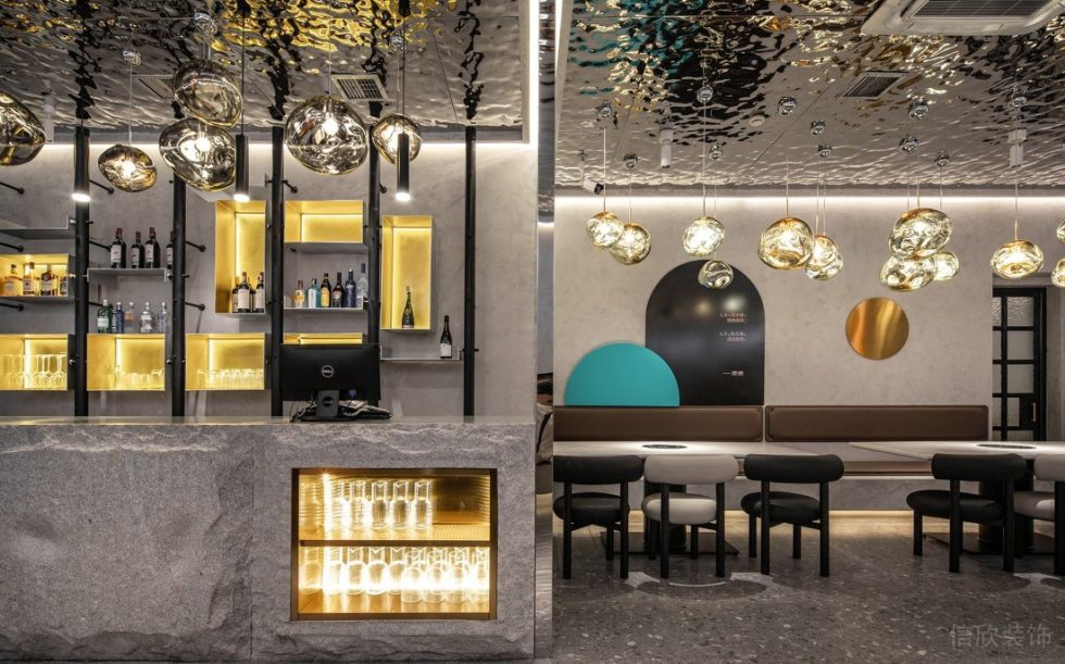 深圳福田天健時(shí)尚新天地輕奢風(fēng)格火鍋店裝修案例軟裝陳設(shè)