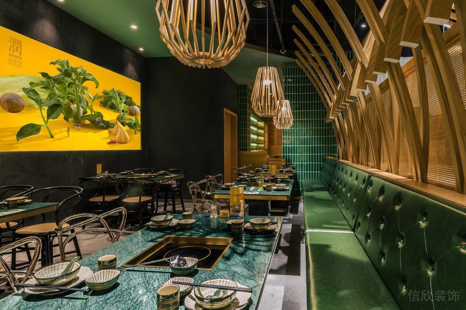 深圳光明中糧云景悅街東南亞風格火鍋餐廳裝修案例原木藝術吊燈 深圳光明中糧云景悅街東南亞風格火鍋餐廳裝修案例原木藝術吊燈