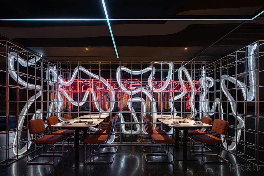 深圳羅湖京基鳳凰印象現代風格火鍋店裝修案例矩形鋼架藝術隔斷 深圳羅湖京基鳳凰印象現代風格火鍋店裝修案例矩形鋼架藝術隔斷