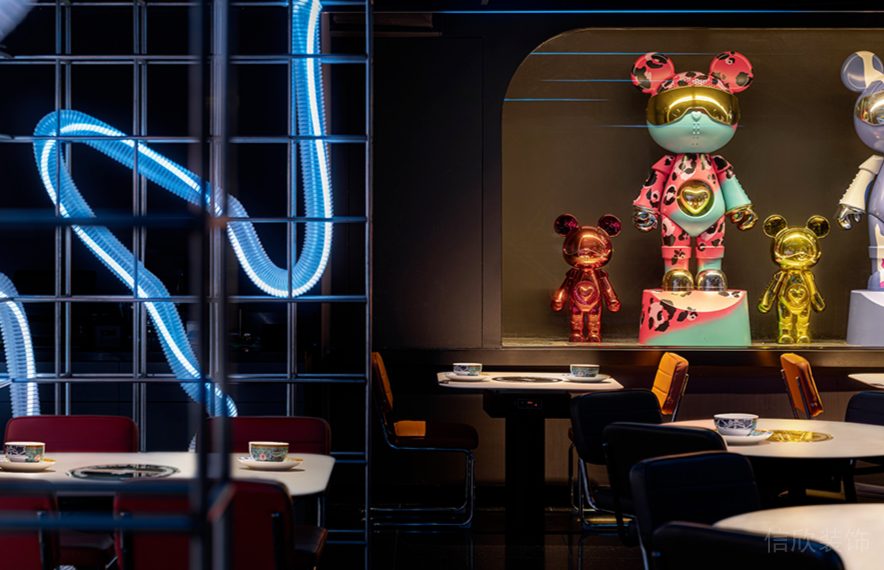深圳羅湖京基鳳凰印象現代風格火鍋店裝修案例用餐大廳藝術玩偶陳設 深圳羅湖京基鳳凰印象現代風格火鍋店裝修案例用餐大廳藝術玩偶陳設