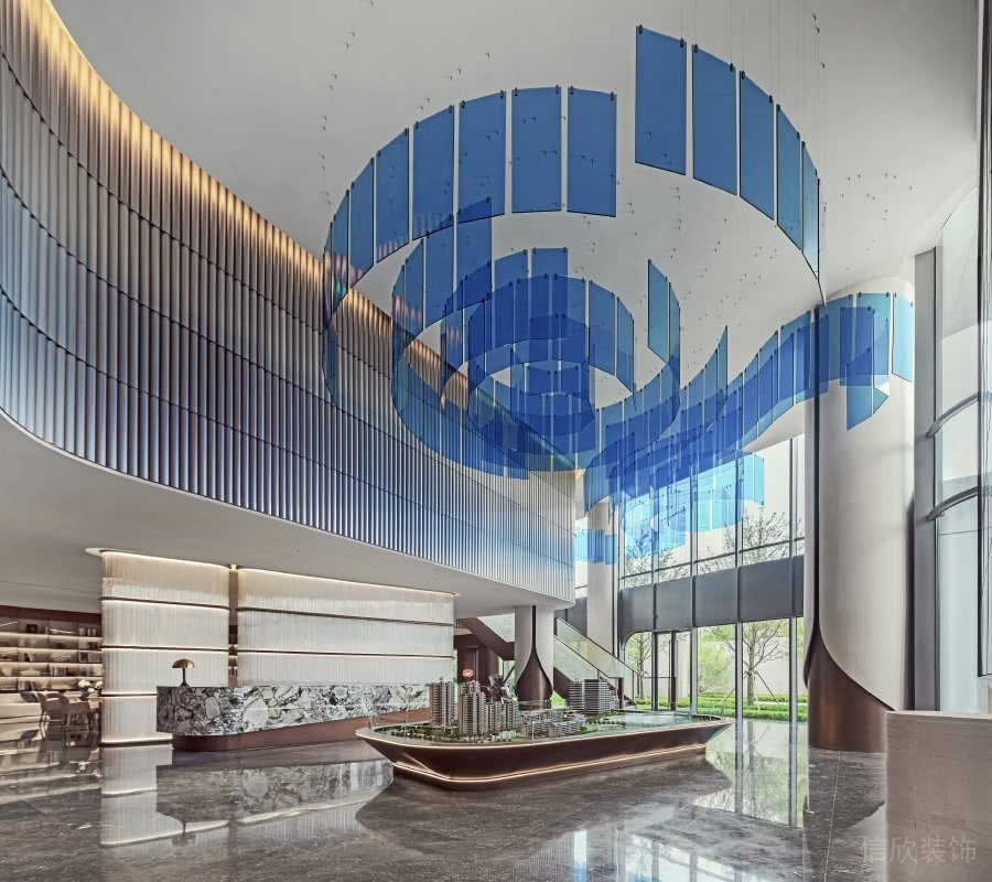 售樓處天花吊頂，藍色亞克力片