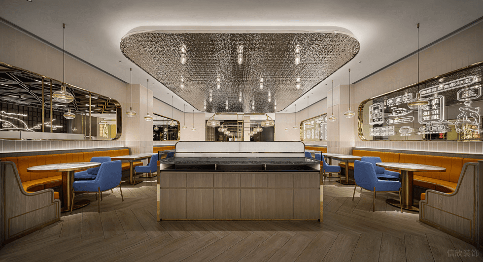 深圳寶安海府一號輕奢風(fēng)格港式茶餐廳裝修案例用餐大廳