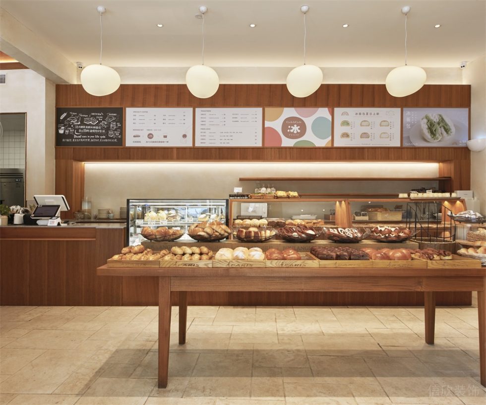 深圳寶安前海hop國際中心北歐風格面包店裝修案例實木中島產品展示臺 深圳寶安前海hop國際中心北歐風格面包店裝修案例實木中島產品展示臺