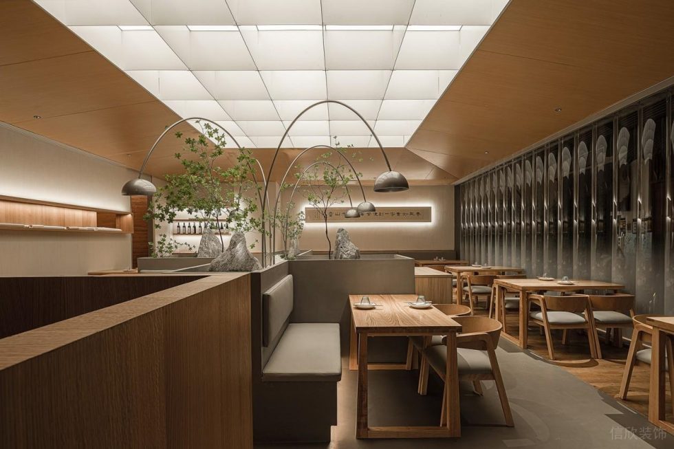 深圳龍崗陽光廣場現代中式風格私房菜餐廳裝修案例裝飾字畫