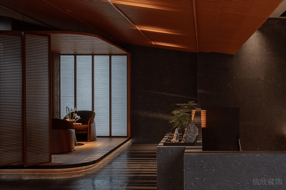 深圳南山華潤(rùn)前海大廈輕奢新中式粵菜餐廳裝修案例休息等候區(qū) 深圳南山華潤(rùn)前海大廈輕奢新中式粵菜餐廳裝修案例休息等候區(qū)