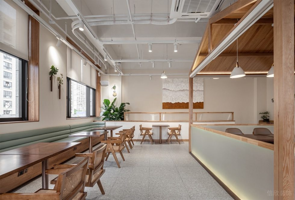 深圳市寶安區(qū)石巖原木風(fēng)甜品店裝修設(shè)計 蕾拉甜品卡座區(qū)