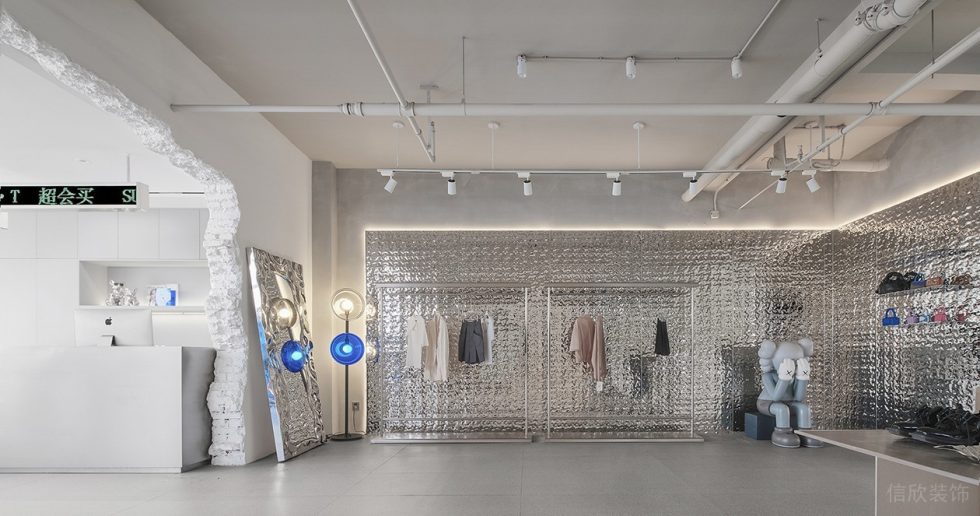 深圳市南山區后海現代風sugar.t 買手店裝修設計銀色錫紙背景墻 深圳市南山區后海現代風sugar.t 買手店裝修設計銀色錫紙背景墻